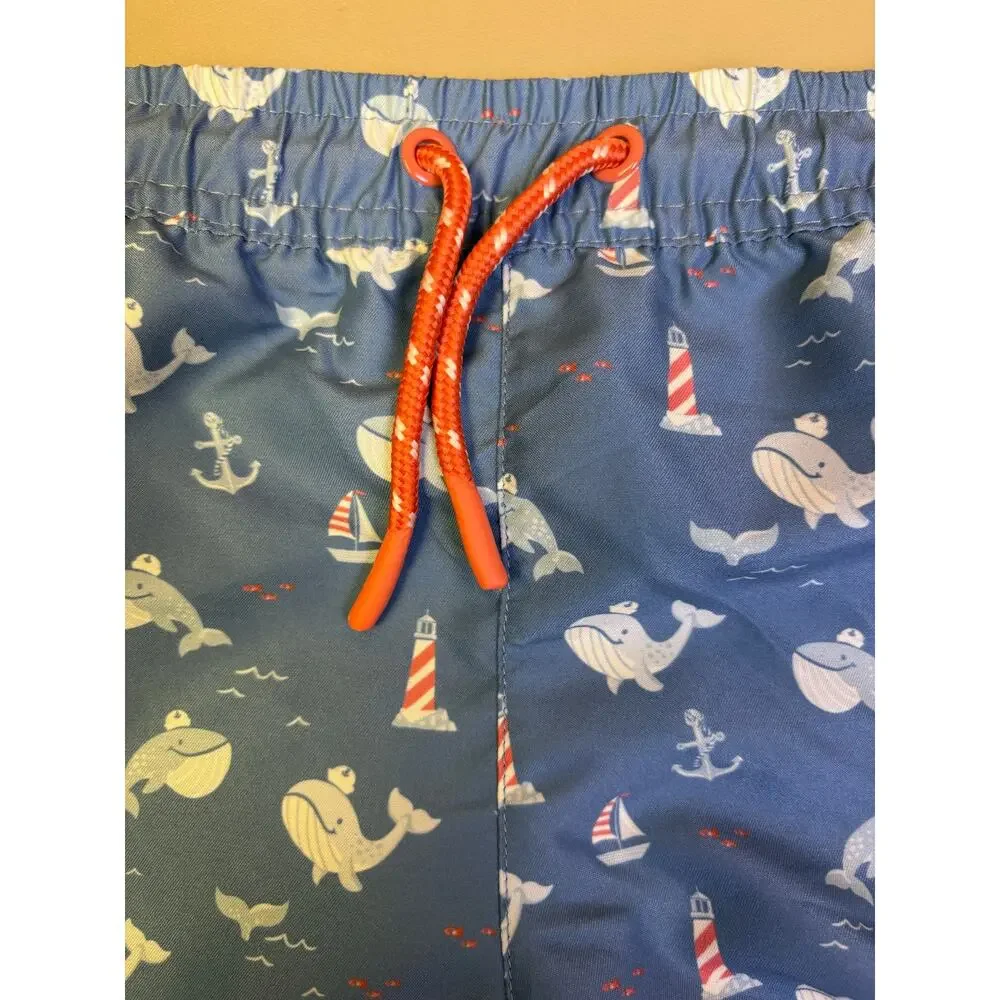 Boys Tommy Bahama 2 Piece Swim Set Rash Guard Trunks Whale Print 5T NWT